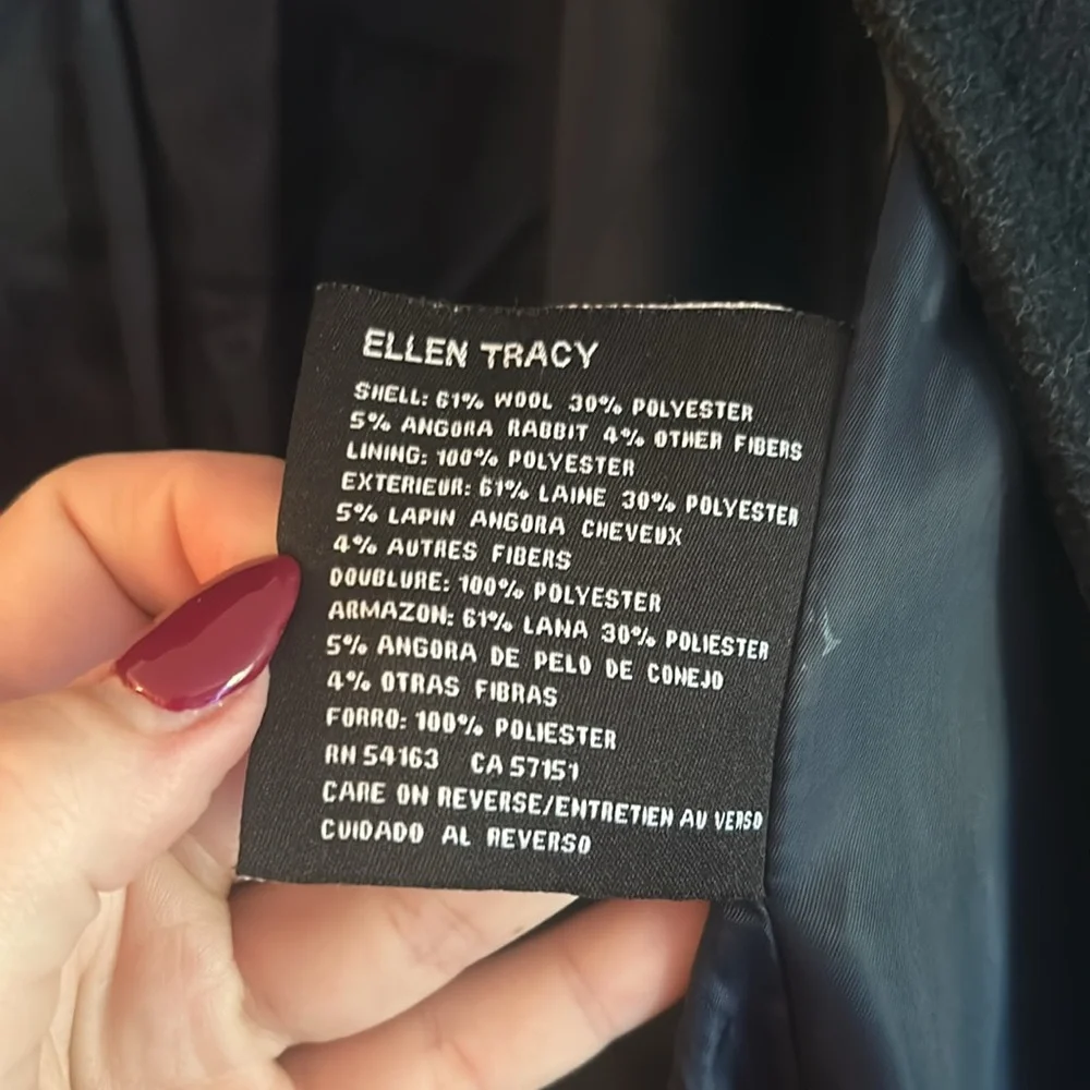 🐑🐇Ellen Tracy Angora & Wool Pea Coat - Picture 8 of 10